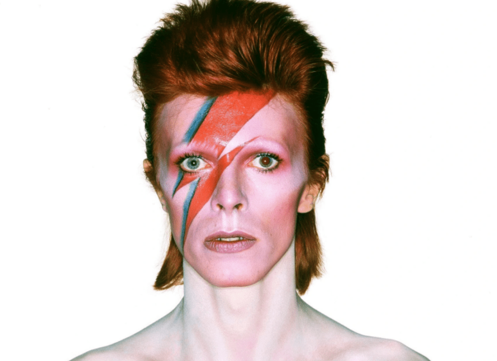 The lightning-bolt make-up of Aladdin Sane is often mistaken for Ziggy Stardust