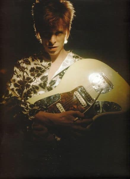 David Bowie using Fender Jaguar Electric Guitar