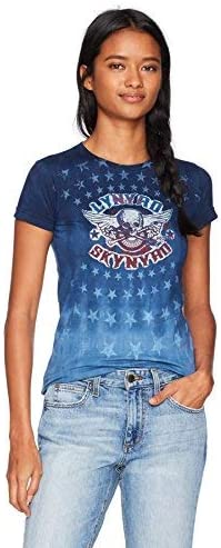 Liquid Blue Women's Lynyrd Skynyrd Gimme Back Bullets Stars Tie Dye Graphic Tee