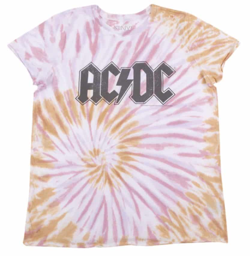 AC/DC White, Purple and Yellow Tie-Dye T-Shirt