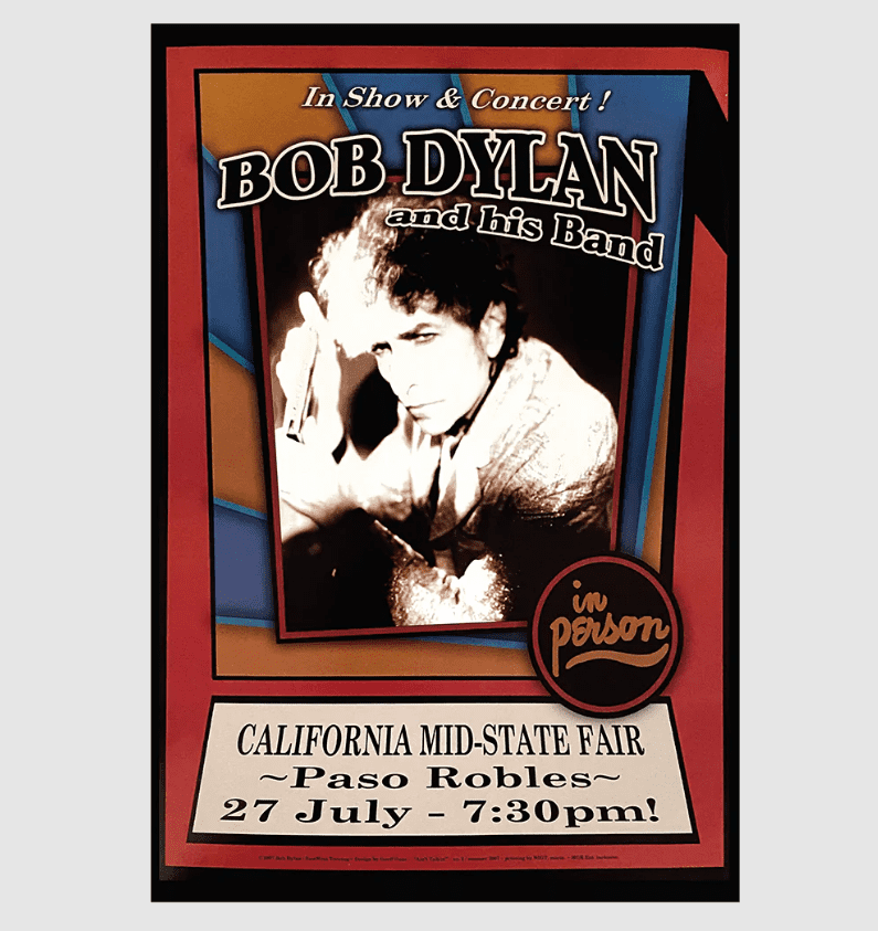 bob dylan and his band california midstate fair poster