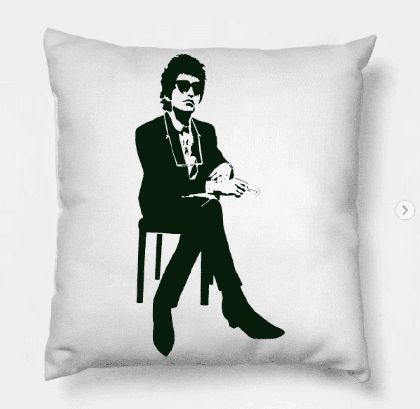 bob dylans jester on his throne pillow