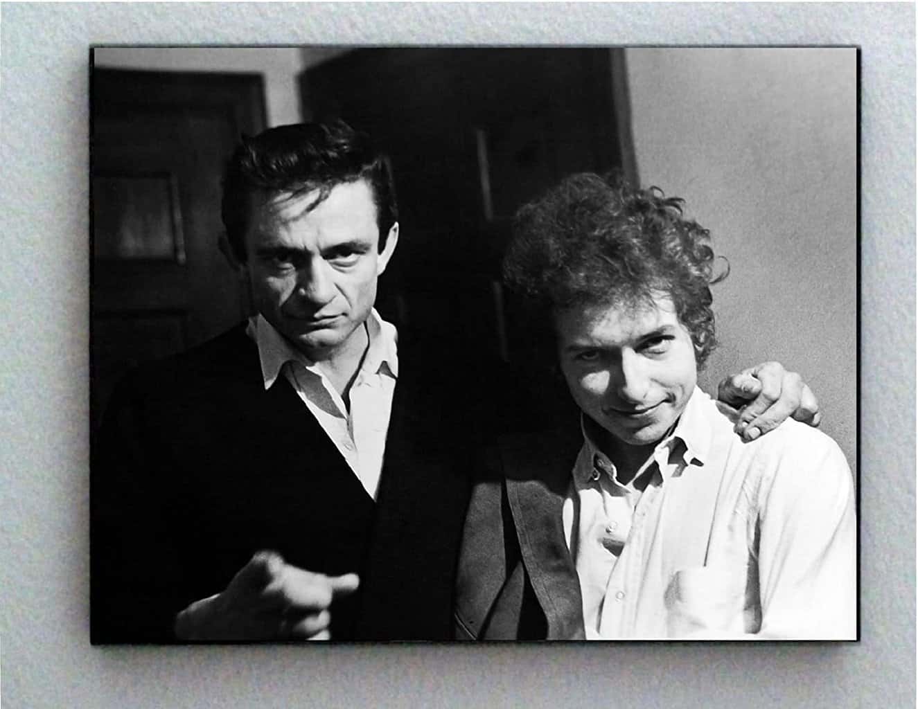 rare johnny cash & bob dylan photo